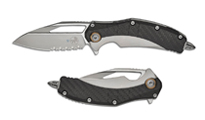 Microtech Matrix M390 Blasted Modified Sheepsfoot Combo Blade Bolstered Titanium Handles with Carbon Fiber Scales MCT165C8CFTI by Unknown